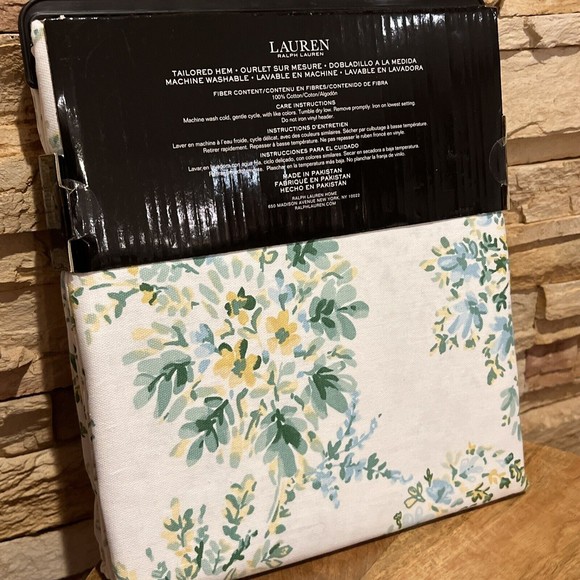 RALPH LAUREN Green Yellow Blue SHOWER CURTAIN Seamless Flower Medallion New - Picture 4 of 5